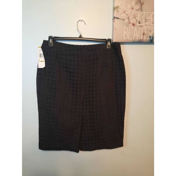 NWT Le Suit size 14 Black Textured Houndstooth Classic Pencil Skirt - Picture 3 of 4